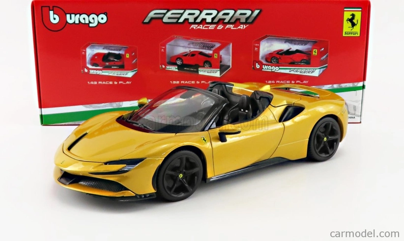 Bburago Ferrari SF90 Spider 1:18 žlutá metalíza