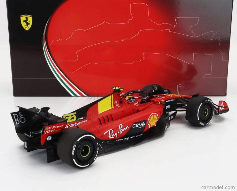 Bbr-models Ferrari F1 Sf-23 Team Scuderia Ferrari N 55 Pole Position 3rd Monza Italy Gp 2023 Carlos Sainz 1:18 Červená Černá Žlutá
