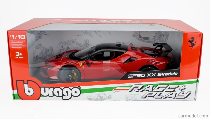 Bburago Ferrari Sf90 Xx Stradale 2024 1:18 Rosso Corsa – červená čierna