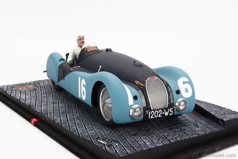 Miniatúry Le mans Bugatti F1 Type 57s 45 N 16 A.c.f. Gp 1937 Pierre Wimille 1:18 2 tóny matná modrá