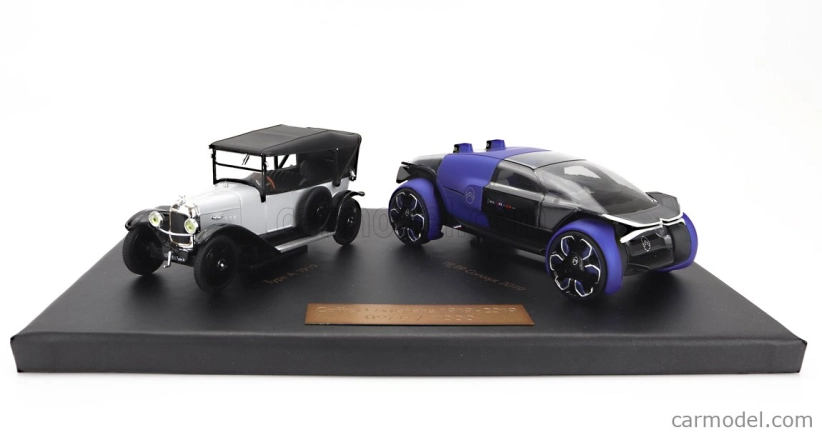 Norev Citroen Coffret Set 2x Type A Cabriolet Closed 1919 + 19_19 Concept Electric 2019 1:43 Biela čierna čierna modrá sivá