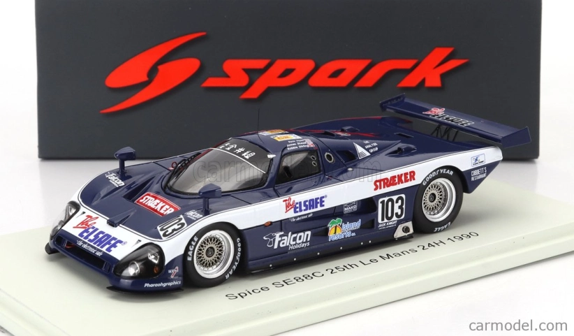 Spark-model Spice Se88c 3.3l V8 Team Mako N 103 24h Le Mans 1990 Robbie Stirling - James Shead - Ross Hyett 1:43 Modrá biela