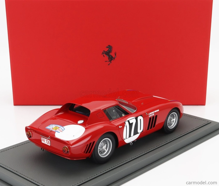Bbr-models Ferrari 250 Gto Coupe N 170 Tour De France 1964 Annie Soisbault - Nicole Roure - Con Vetrina - With Showcase 1:18 Red