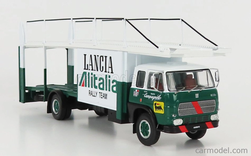 Ixo-models Fiat 673 Truck Car Transporter Team Lancia Alitalia Rally 1976 1:43 Zelená Bílá