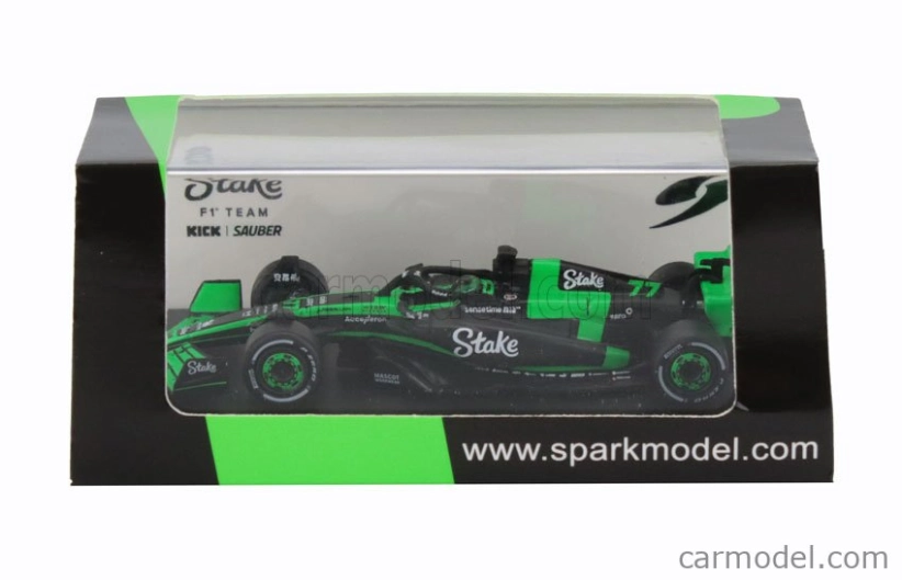 Spark-model Sauber F1 C44 Team Stake Kick N 77 Season 2024 Valtteri Bottas 1:64 Green Black