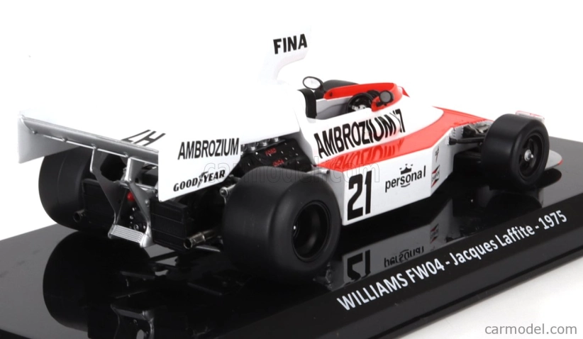 Edicola Williams F1 Fw04 N 21 Sezóna 1975 Jacques Laffite - Con Vetrina - s vitrínou 1:24 červená biela