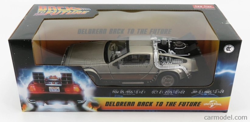 Sun-star De lorean Time Machine - Back To The Future 1 - Ritorno Al Futuro 1 1:18 Silver