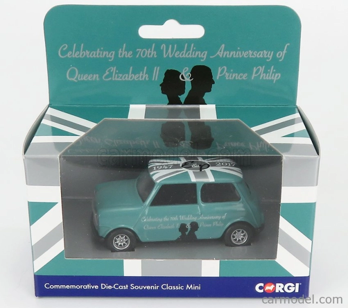 Corgi Mini Cooper 1961 - Celebrating The 70th Wedding Anniversary Of Queen Elizabeth Ii & Prince Philip 1:36 Zelená