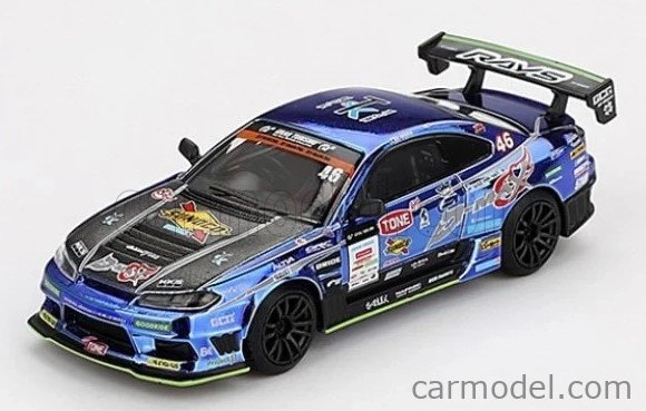 Mini-gt Nissan Silvia (s15) Team D-max Racing N 46 Grand Prix Rhd 2023 1:64 Černá Modrá