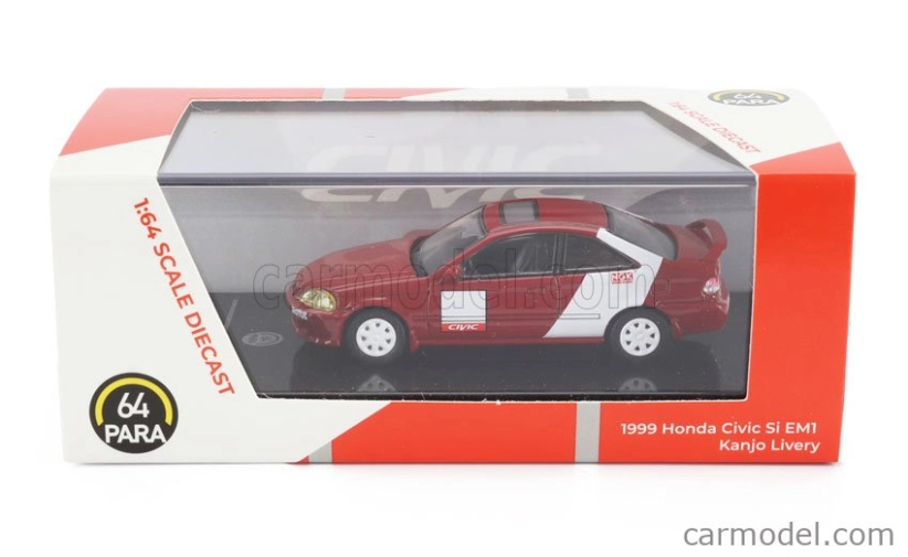 Paragon-models Honda Civic Si Coupe Em1 1999 1:64 Červená Bílá