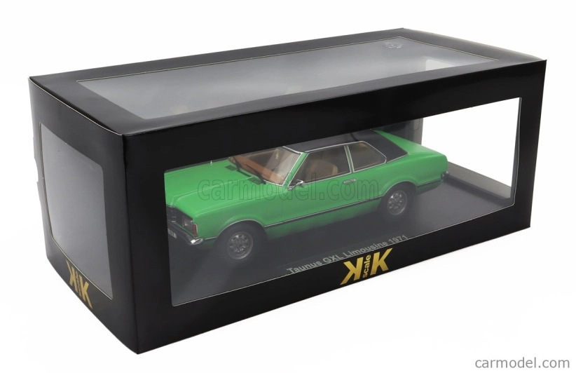Kk-scale Ford england Taunus Gxl (dirty Version) With Vinyl Roof - Bang Boom Bang Movie 1971 1:18 Green Matte Black
