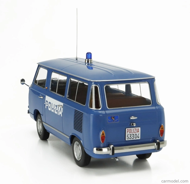 Mitica-diecast Fiat Fiat 850 Familiare Polizia 1970 – Interno Brown 1:18 Světle Modrá
