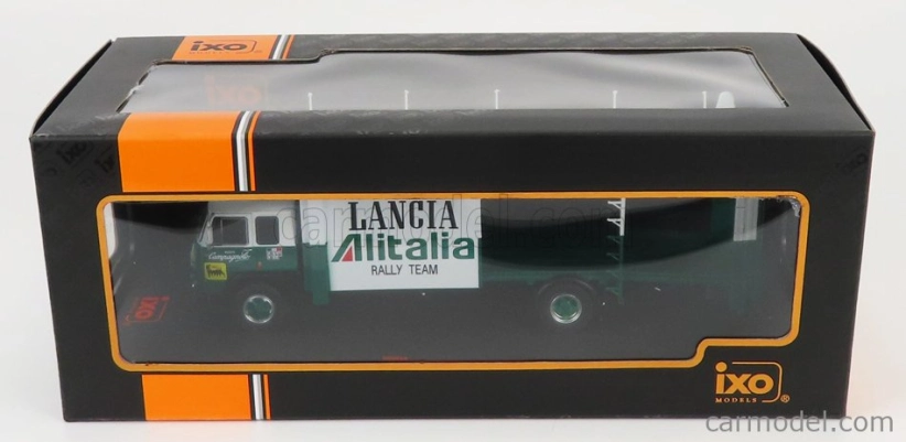 Ixo-models Fiat 673 Truck Car Transporter Team Lancia Alitalia Rally 1976 1:43 Zelená Bílá