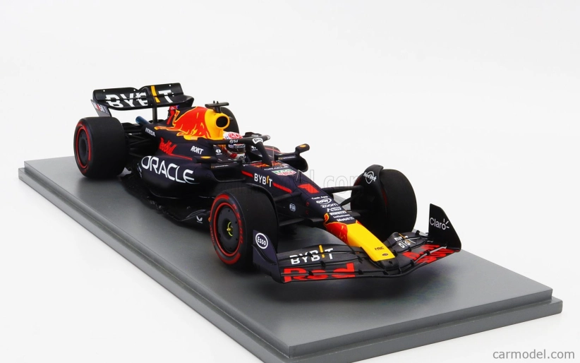 Spark-model Red bull F1  Rb19 Team Oracle Red Bull Racing N 1 World Champion (40th Career Victory) Winner Spain Gp 2023 Max Verstappen 1:18 Matt Blue