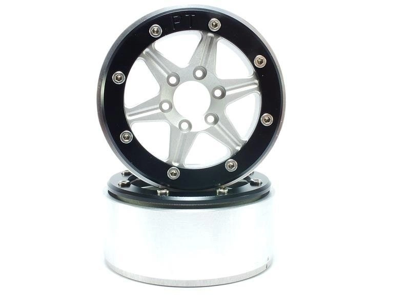 Kovové Beadlock CNC disky Absima Metsafil 1.9 SixStar Silver/Black 2 ks