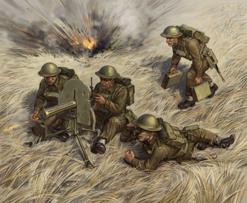 Zvezda figurky British Machine Gun with crew 1939-42 (1:72)