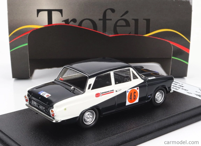 Trofeu Ford england Cortina Lotus (nočná verzia) N 46 Rac Rally Lombard 1968 Chris Sciater - Martin Holmes 1:43 Čierna biela