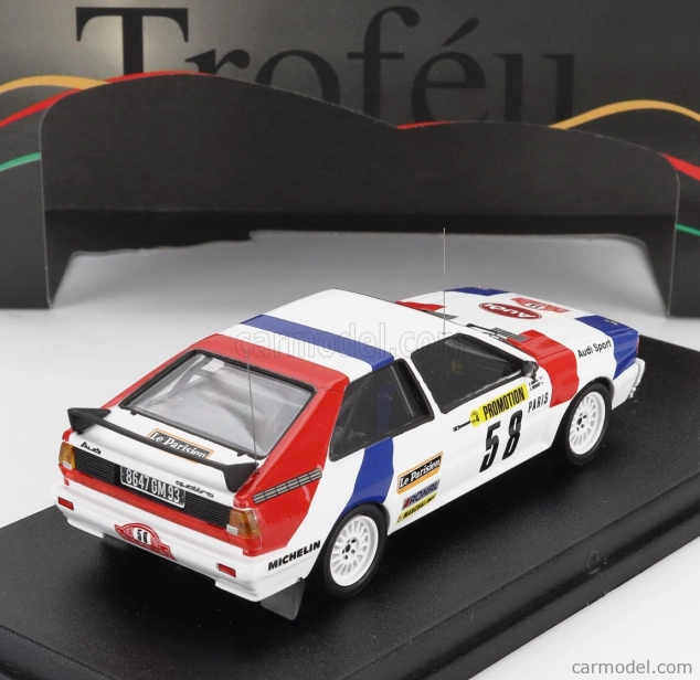 Trofeu Audi Quattro (night Version) N 58 Rally Montecarlo 1983 Jacques Briy - Jacques Henuset 1:43 Bílá Modrá Červená