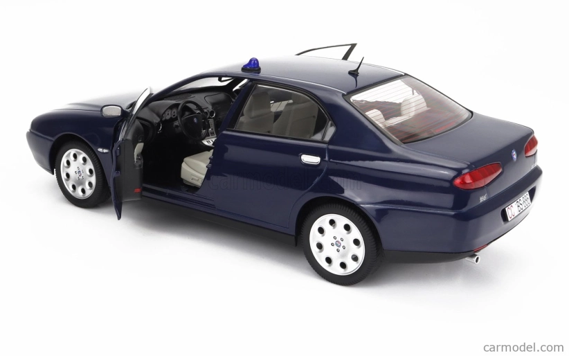 Mitica-diecast Alfa romeo 166 2.0 Twin Spark (with  Decals Comando Carabinieri - Comando Gdf E Civile) 1998 - Police (lampeggiante Applicabile Con Biadesivo - Flashing Light With Double-sided Tape) 1:18 Blue