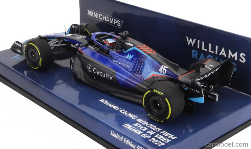 Minichamps Williams F1 Fw44 Team Williams Racing N 45 Italy Gp 2022 Nyck De Vries 1:43 Modrá