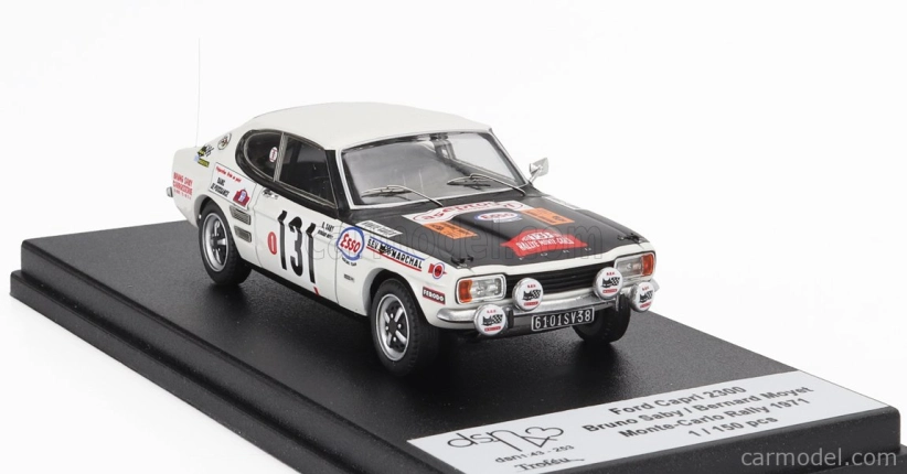Trofeu Ford england Capri 2300 (nočná verzia) N 131 Rally Montecarlo 1971 Bruno Saby - Bernard Moyet 1:43 Biela Čierna