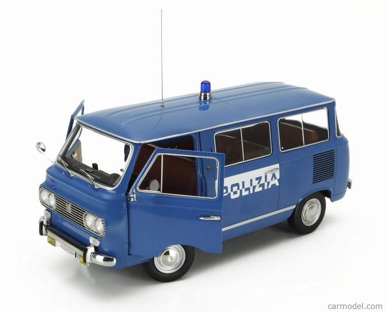 Mitica-diecast Fiat Fiat 850 Familiare Polizia 1970 – Interno Brown 1:18 Světle Modrá