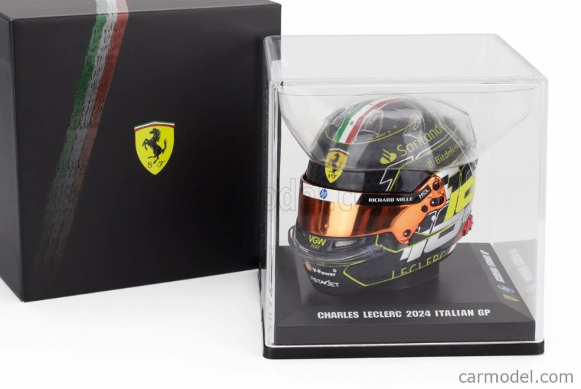 Looksmart Bell helmet Casco Helmet F1 Charles Leclerc Team Ferrari Hp N 16 Winner Monza Italy Gp 2024 1:5 Black