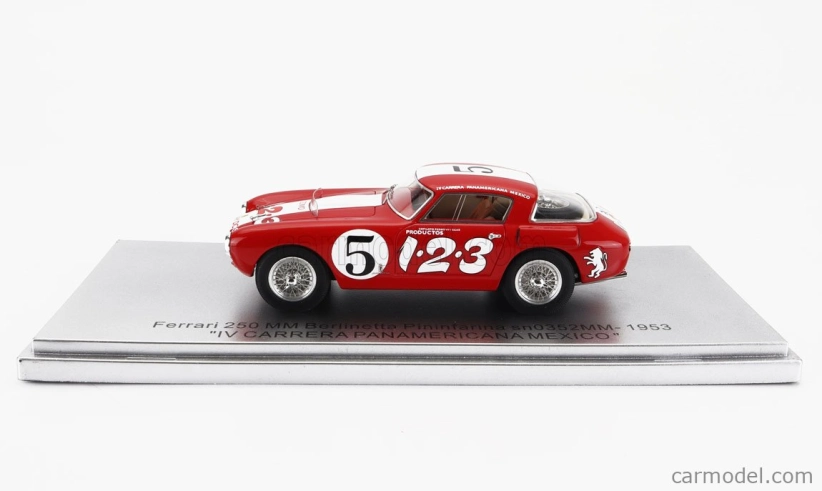 Kess-model Ferrari 250mm Sn0352mm Berlinetta Pininfarina N 5 Iv Carrera Panamericana Mexico 1953 R.echeverria - P.villegas 1:43 Červená Biela