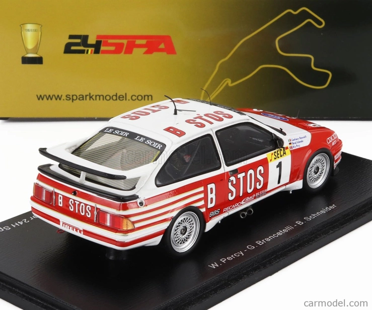 Spark-model Ford england Sierra Rs500 Cosworth Team Eggenberger Bastos Racing N 1 Winner 24h Spa 1989 W.percy - G.brancatelli - B.schneider 1:43 Biela červená
