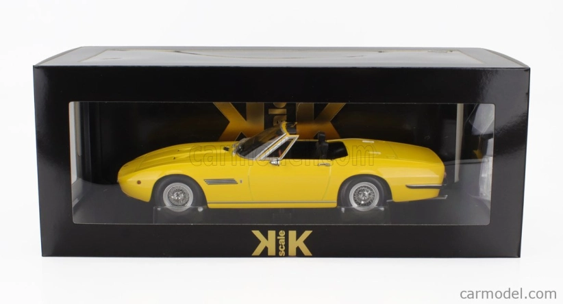 Kk-scale Maserati Ghibli Spider Cabriolet Open 1970 - Spoked Rims - Cerchio A Raggio 1:18 Žlutá