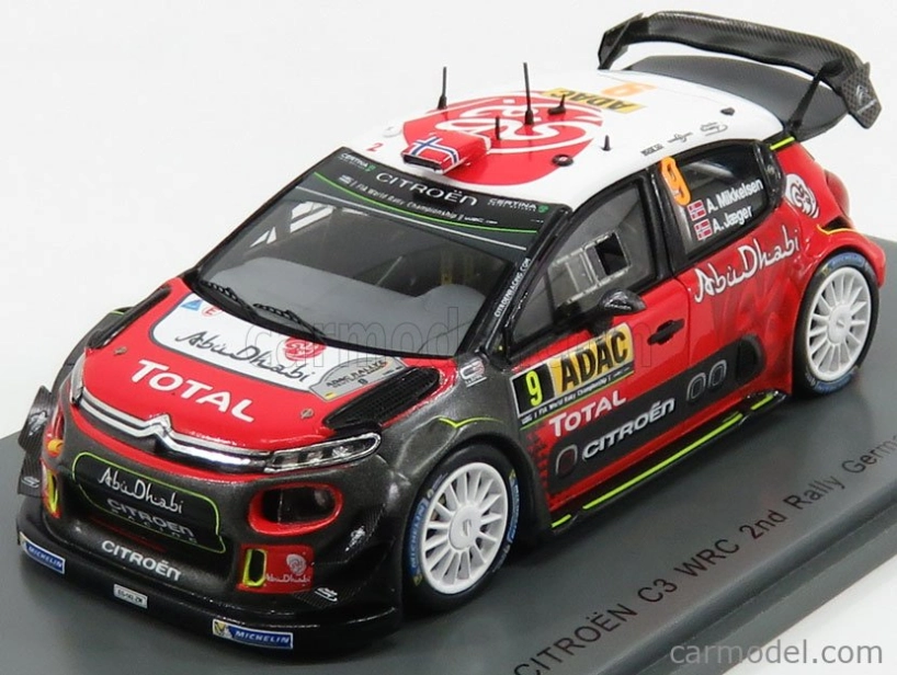 Spark-model Citroen C3 Wrc Team Citroen Total Abu Dhabi Wrt N 9 Rally Nemecko 2017 A.mikkelsen - A.jager 1:43 Červená čierna biela