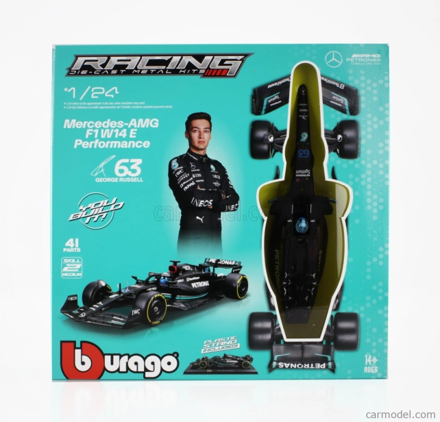 Bburago Mercedes gp F1 W14 Team Mercedes-amg Petronas Formula One N 44 Season 2023 Lewis Hamilton 1:24 Matt Black