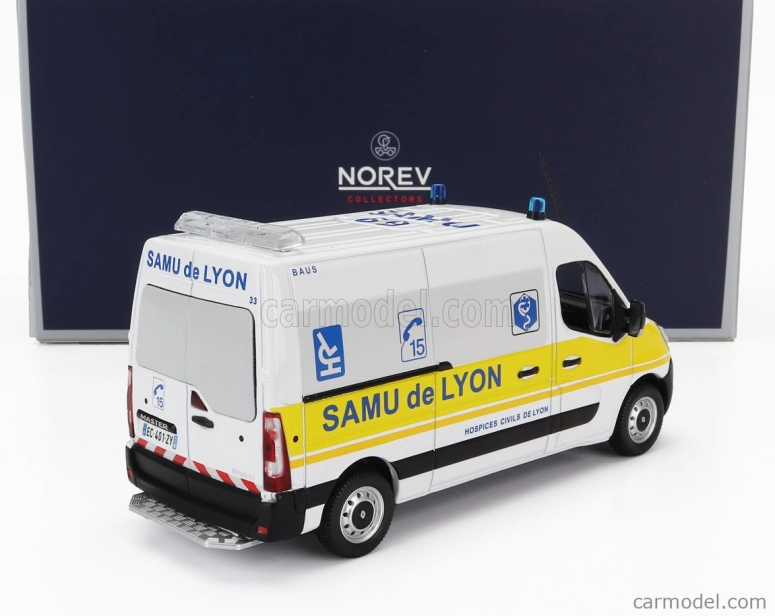 Norev Renault Master Van Samu De Lyon Ambulance 2014 1:43 Bielo-žltá
