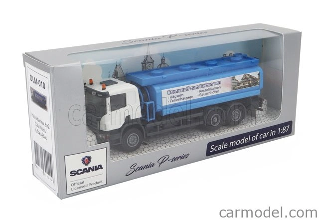 Brekina plast Scania P124.860 Tanker Truck Brennstoff Heizen Von 3-assi 1988 1:87 Modrá biela