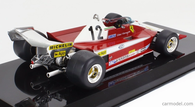 Edicola Ferrari F1 312 T3 N 12 Sezóna 1978 Gilles Villeneuve - Con Vetrina - S vitrínou 1:24 červená biela