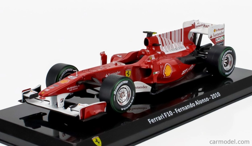 Edicola Ferrari F1  F10 N 8 Season 2010 Fernando Alonso - Con Vetrina - With Showcase 1:24 F-1 Červená S Bílou
