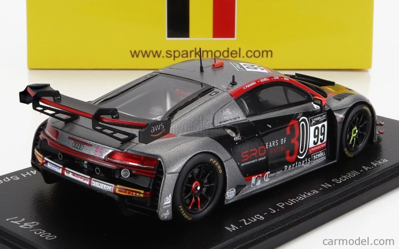 Spark-model Audi R8 Lms Gt3 Team Attempto Racing N 99 2nd Silver Cup Class 24h Spa 2022 M.zug - J.puhakka - N.scholl - A.aka 1:43 Černá Červená