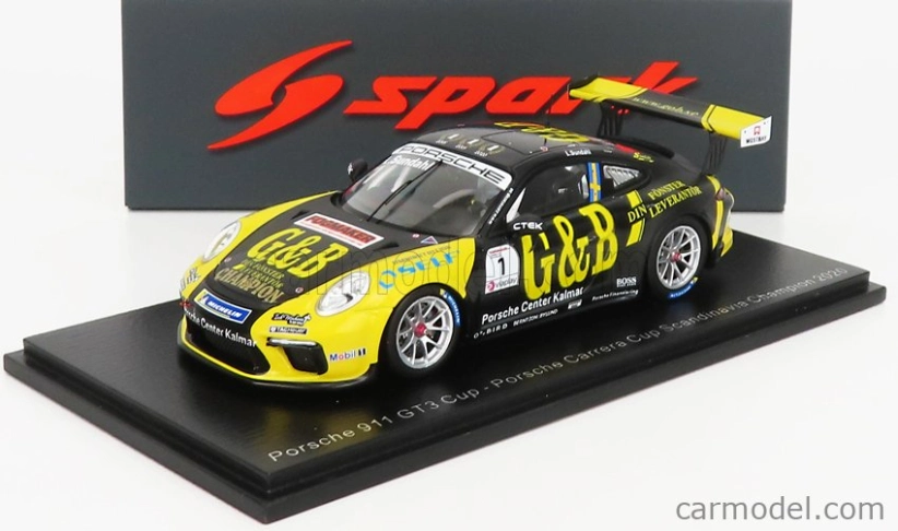 Spark-model Porsche 911 991-2 Gt3 Cup N 11 Porsche Carrera Cup Scandinavia Champion 2020 L.sundahl 1:43 Black Yellow