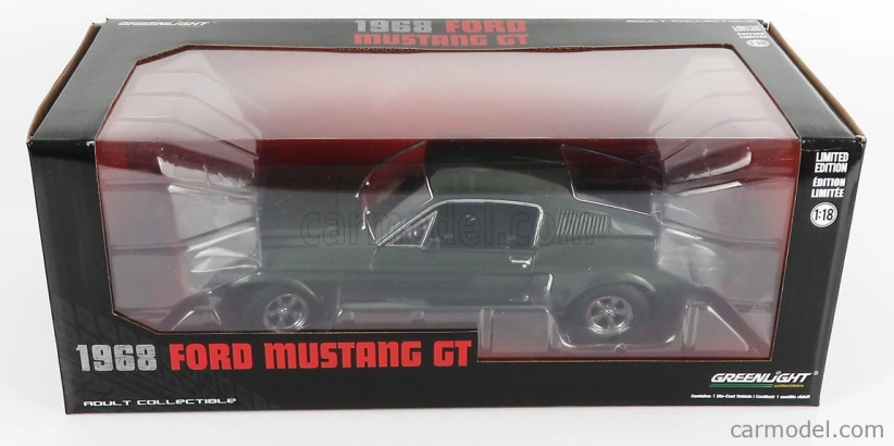 Greenlight Ford usa Mustang Gt390 Coupe 1968 - Bullit - Steve Mcqueen 1:18 Tmavo zelená Highland
