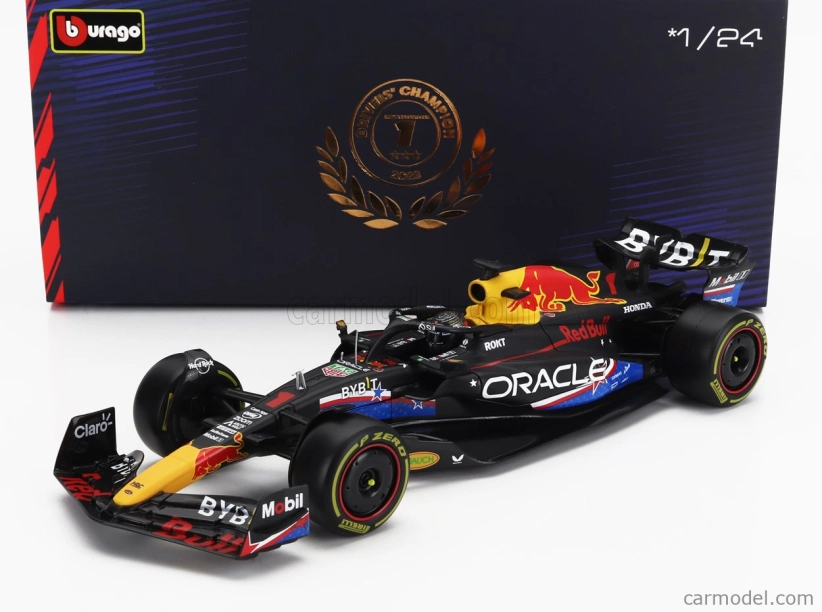 Bburago Red bull F1 Rb19 Team Oracle Red Bull Racing N 1 World Champion Winner Austin Usa Gp 2023 Max Verstappen – With Pilot And Showcase 1:24 Matt Blue