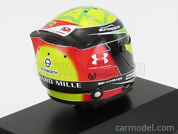 Mini prilba Schuberth prilba F2 Prilba Dallara Team Prema Racing N 9 Sezóna Mick Schumacher 2019 1:4 Žltá Zelená Červená Čierna