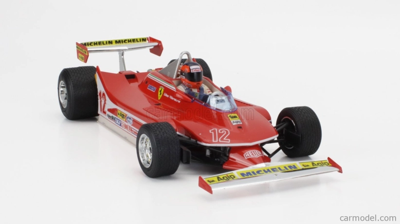 Bburago Ferrari F1  312t4 N 12 Winner Watkins Glen Gp Usa (with Pilot Figure And Rain Wheels) 1979 Gilles Villeneuve 1:18 Red