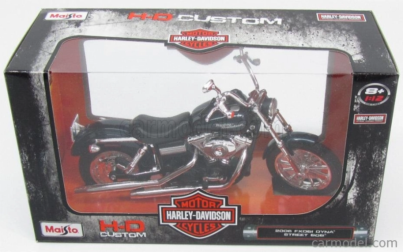 Maisto Harley Davidson Fxdbi Dyna Street Bob 2006 1:12 modro-čierna