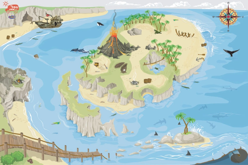 Le Toy Van Hrací koberec PLAYMAT pirátsky ostrov 80x120cm