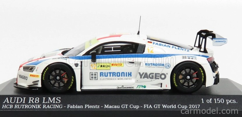 Minichamps Audi R8 Lms Team Hcb Rutroni Racing N 12 Fia World Gt Cup Macau 2017 Plentz 1:43 Biela