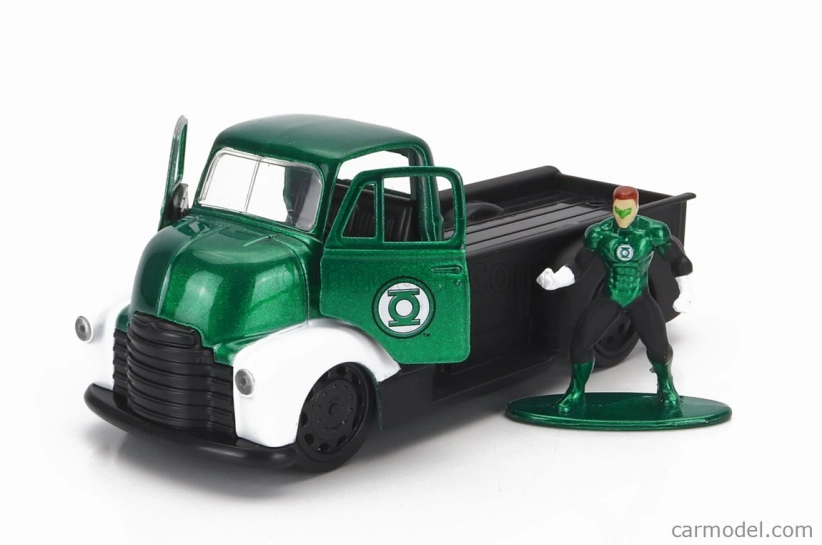 Jada Chevrolet Coe Truck With Green Lantern Figure 1952 1:32 Zelená Černá