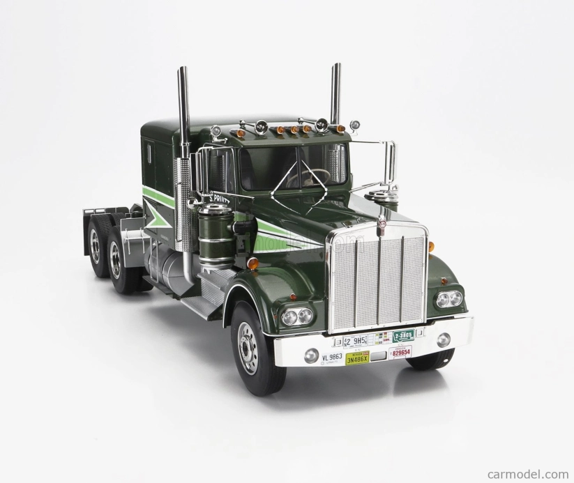 Road-kings Kenworth W900 Tractor Truck 3-assi Moving On 1989 1:18 Zelená