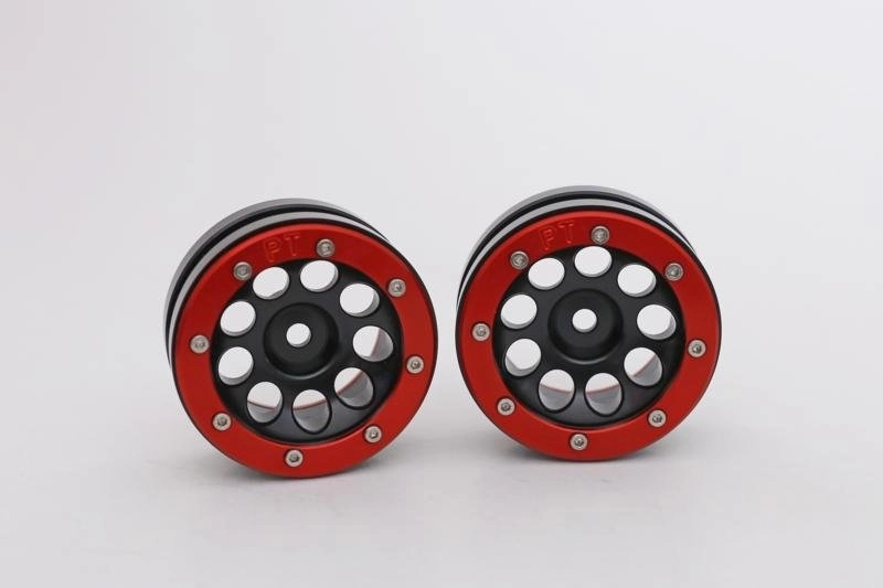 Kovové Beadlock CNC disky 1,9 PT Ecohole Black/Red, 2 ks