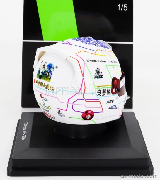 Spark-model Bell helmet Casco Helmet F1 Guanyu Zhou Team Stake Kick Sauber N 24 China Gp 2024 1:5 Bílá