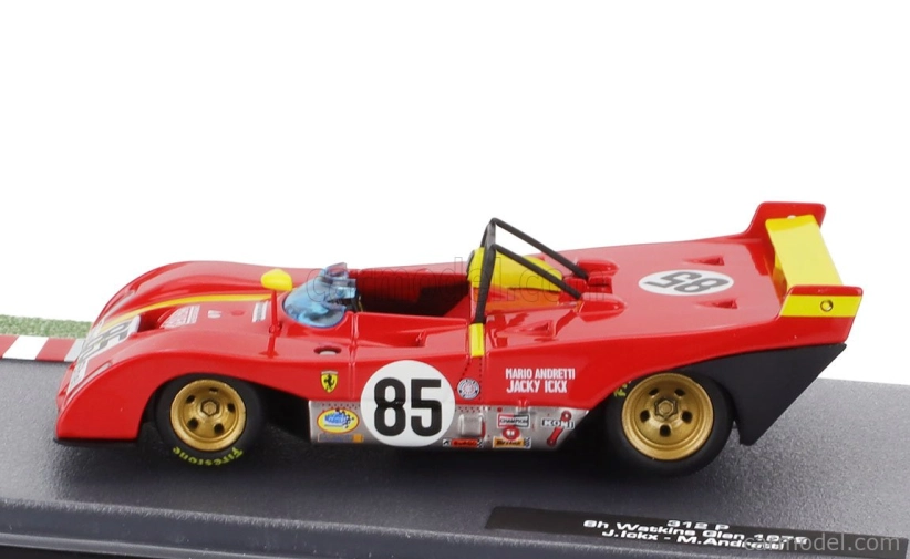 Edicola Ferrari 312p Spider N 85 Víťaz 6h Watkins Glen 1972 Jacky Ickx - Mario Andretti 1:43 Červeno-žltá